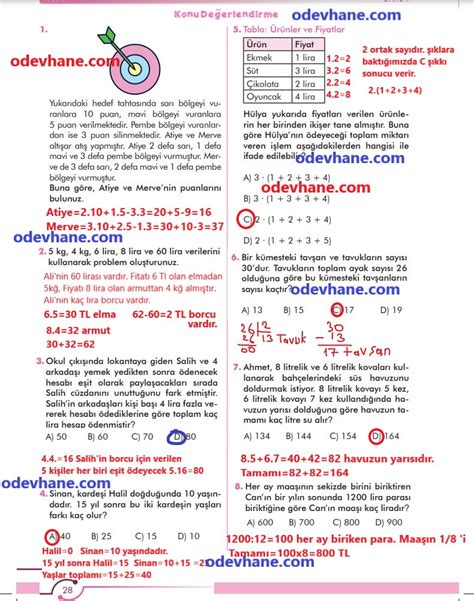 6 sınıf matematik 28 sayfa cevapları